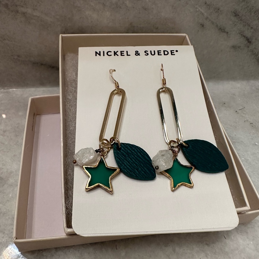 Nickel and Suede Spruce Colette Earrings